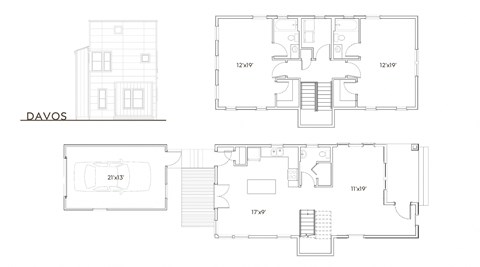 Floor plan for 2 beds, 2.5 baths, 1496 sqft